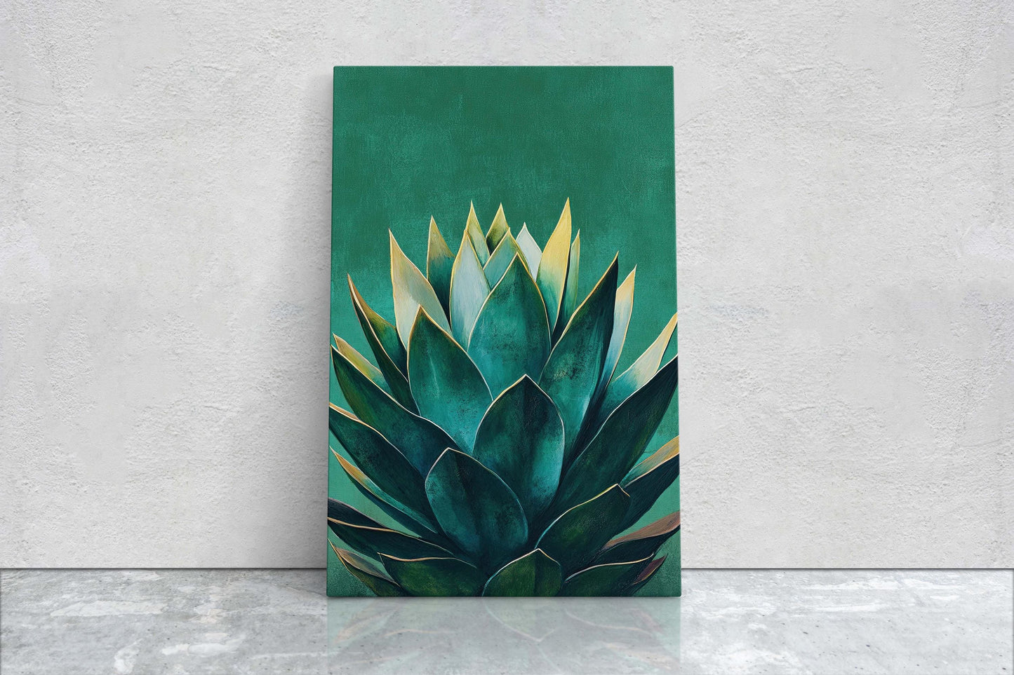 Emerald Green Agave, Agave Painting, Contemporary Decor