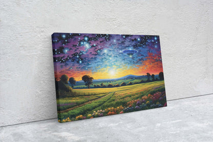 Hidden UFO on Canvas, Subtle UFO Art, Alien Painting, Spaceship Print, Area 51 Print, Flying Saucer, Sci fi art, I want to Believe