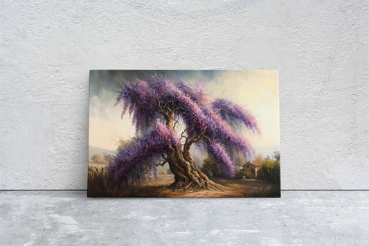 Wisteria Landscape, Purple Tree, Canvas Art print, Large Art, Ready to Hand, Landscape Painting, Lilac Painting, Japanese Wisteria, Chinese