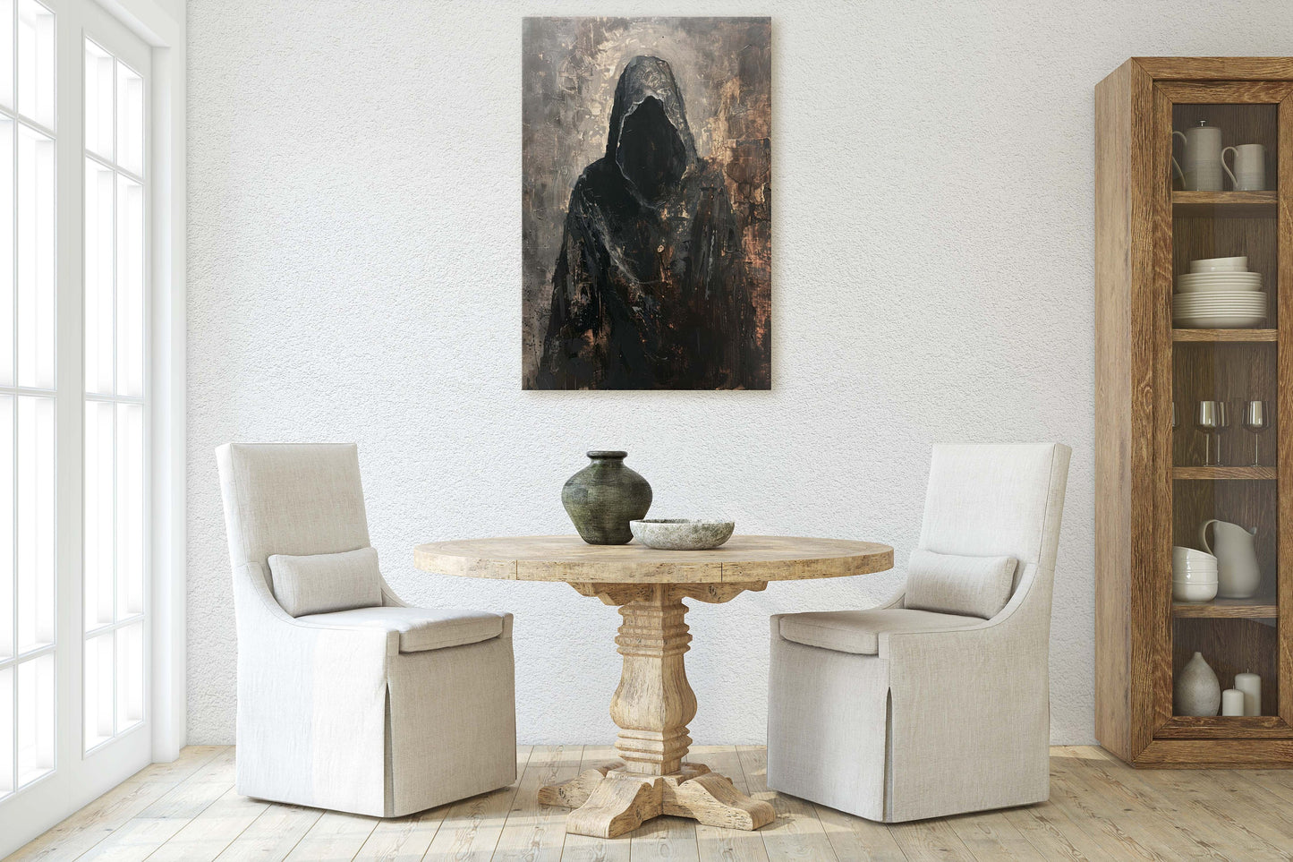 Figure of Death, Dark Robed Figure, Creepy Painting, Gothic Art, Dark Academia, Victorian Art
