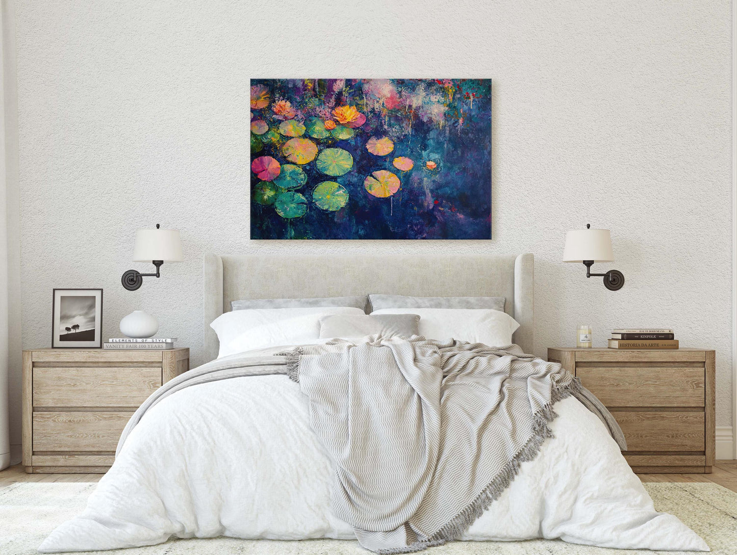 Water Lily Painting, Lily Pad Art, Contemporary Pond, Abstract Lily Pad