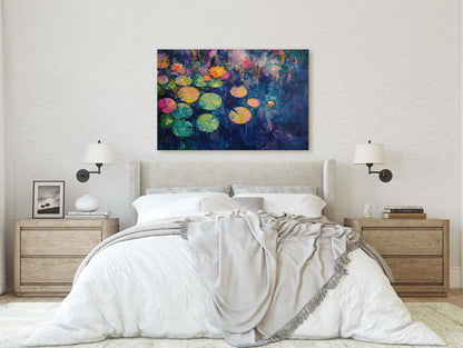Water Lily Painting, Lily Pad Art, Contemporary Pond, Abstract Lily Pad