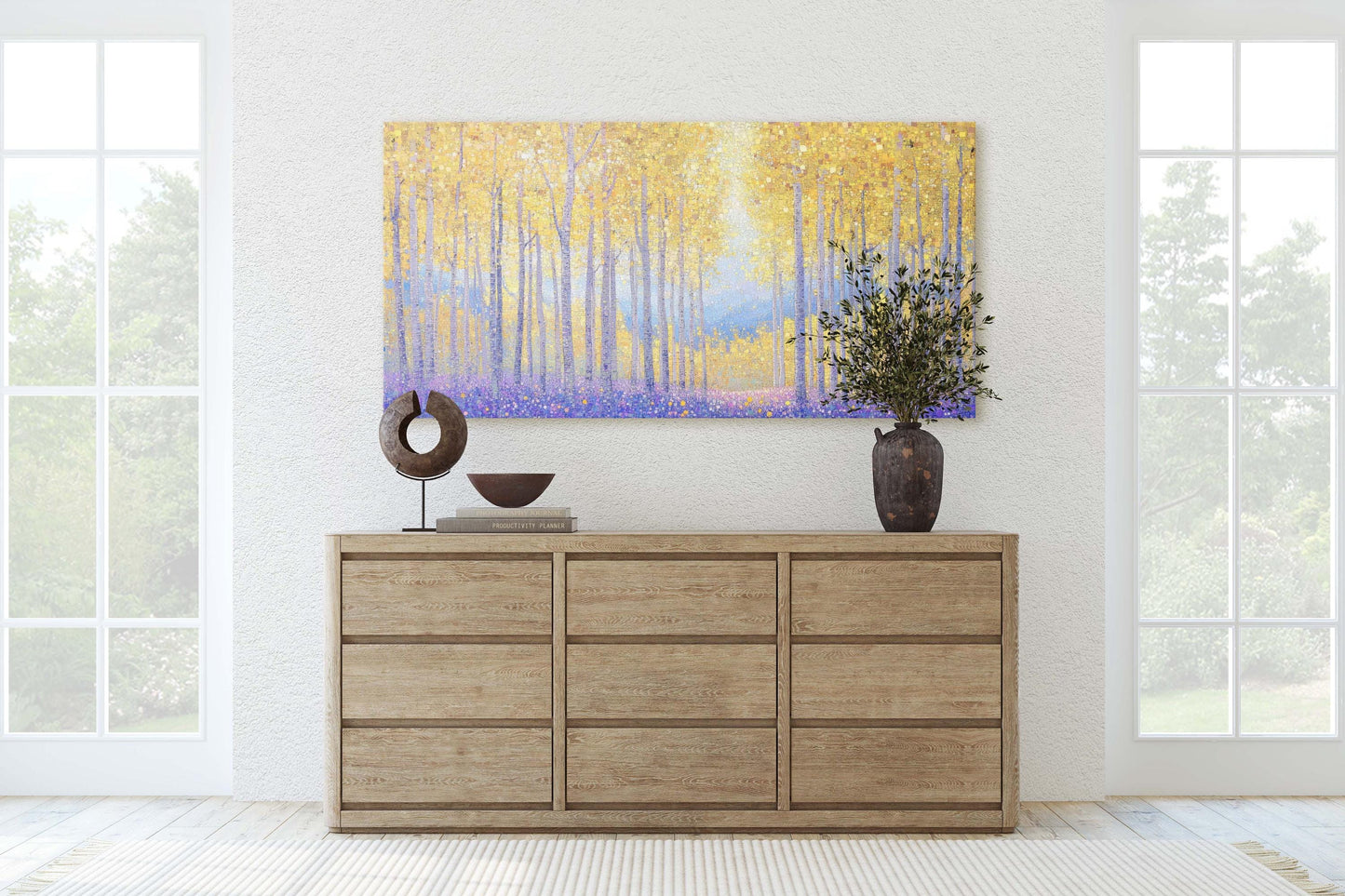Pointillism Fall Canvas, Aspens In Fall, Autumn Forest