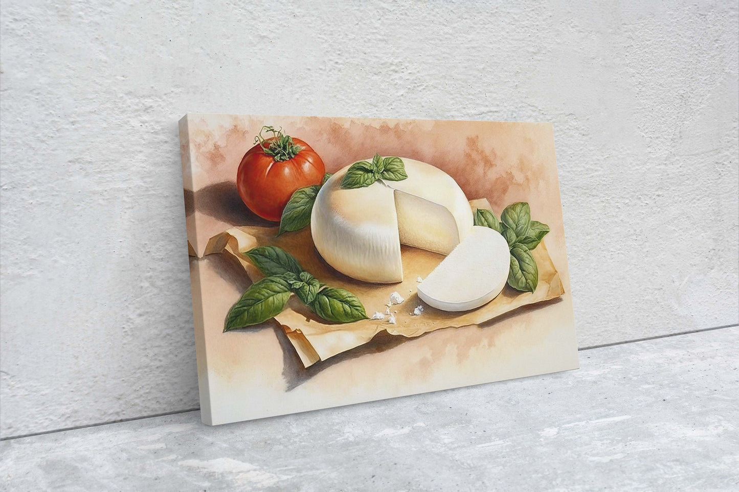 Mozzarella Cheese, Ready To Hang, Large Print, Watercolor Painting, Dining Room, Kitchen Art, Restaurant Art, Italian Food