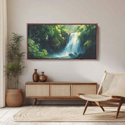 Waterfall Painting, Forest Waterfall, Nature Painting