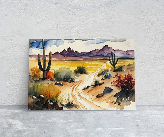 Watercolor Desert Canvas Art Ready To Hang Large Print, Landscape