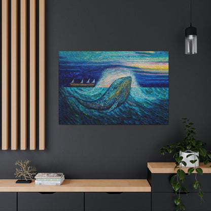 Whale Expressionism Art Ready To Hang Large Print, Oil Painting, Landscape, Dark Gloomy, Dramatic, Hopeful