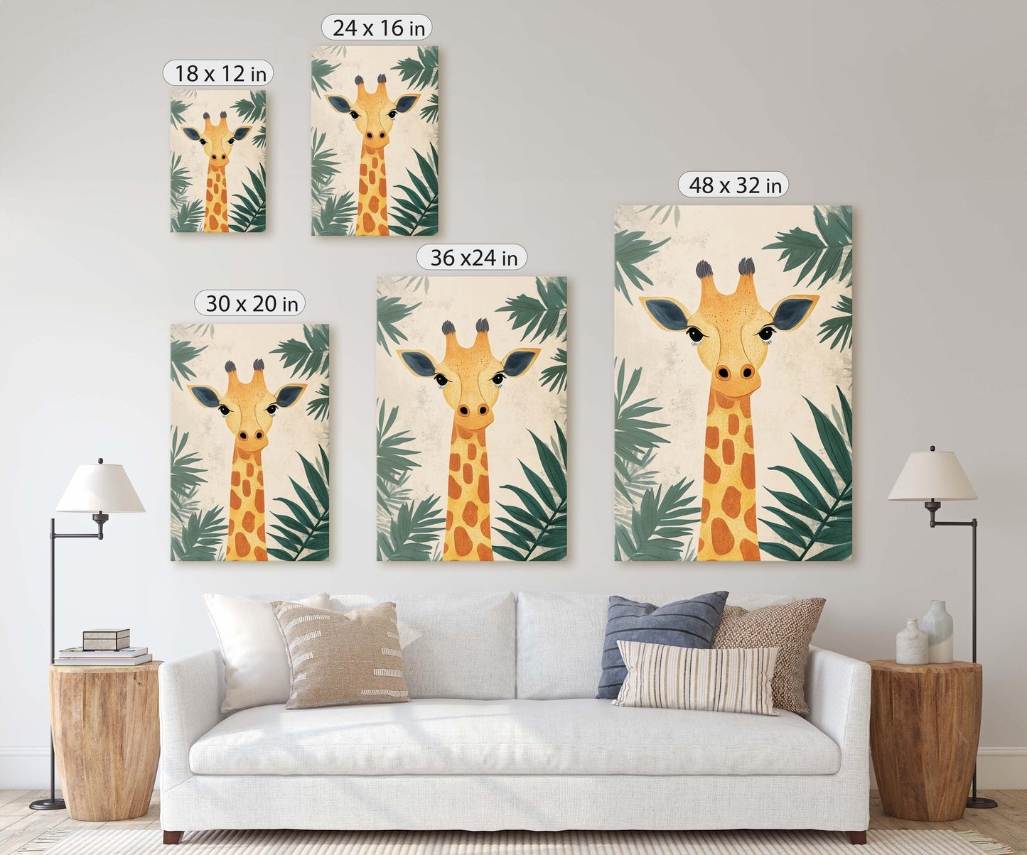 Giraffe Portrait, Cute Giraffe Print, Giraffe Jungle