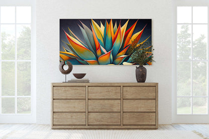 Vibrant Agave Art, Succulent Decor, Mexican Folk Art, Cactus Decor, Contemporary Print