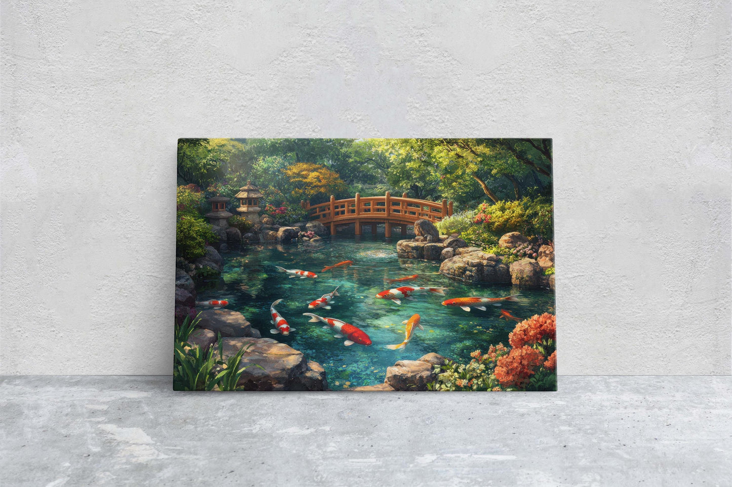 Koi Pond, Serene Koi, Japanese Art, Asia Decor