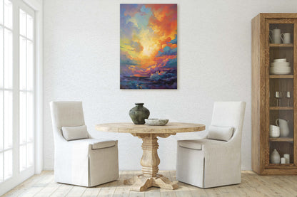 Colorful Sky, Vibrant clouds, Bold color, Abstract Nature, Framed Canvas, Vertical Print, Sunrise Landscape, Sunset Clouds, Cloudy View