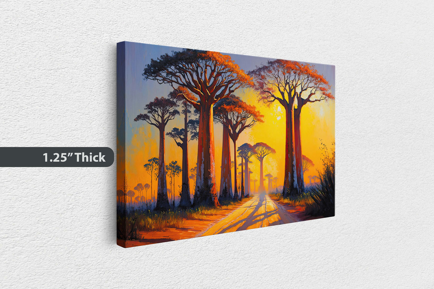Baobab Avenue, Menabe Madagascar, Tree, Natural monument Canvas Art Large Print, Painting, Landscape