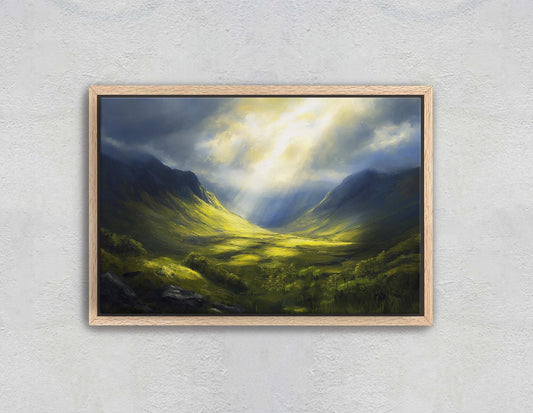 Celtic Highlands, Scottish Highland, Mountain Valley, Valley Painting, Light After Storm
