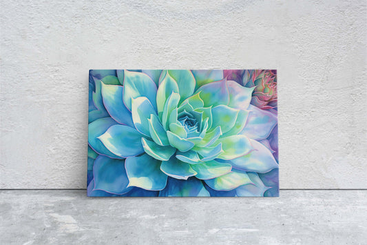 Succulent Canvas, Cactus Painting, Botanical Painting, Large Print, Ready to Hang, Nature Painting, Flower Decor, Gift For Home, Colorful