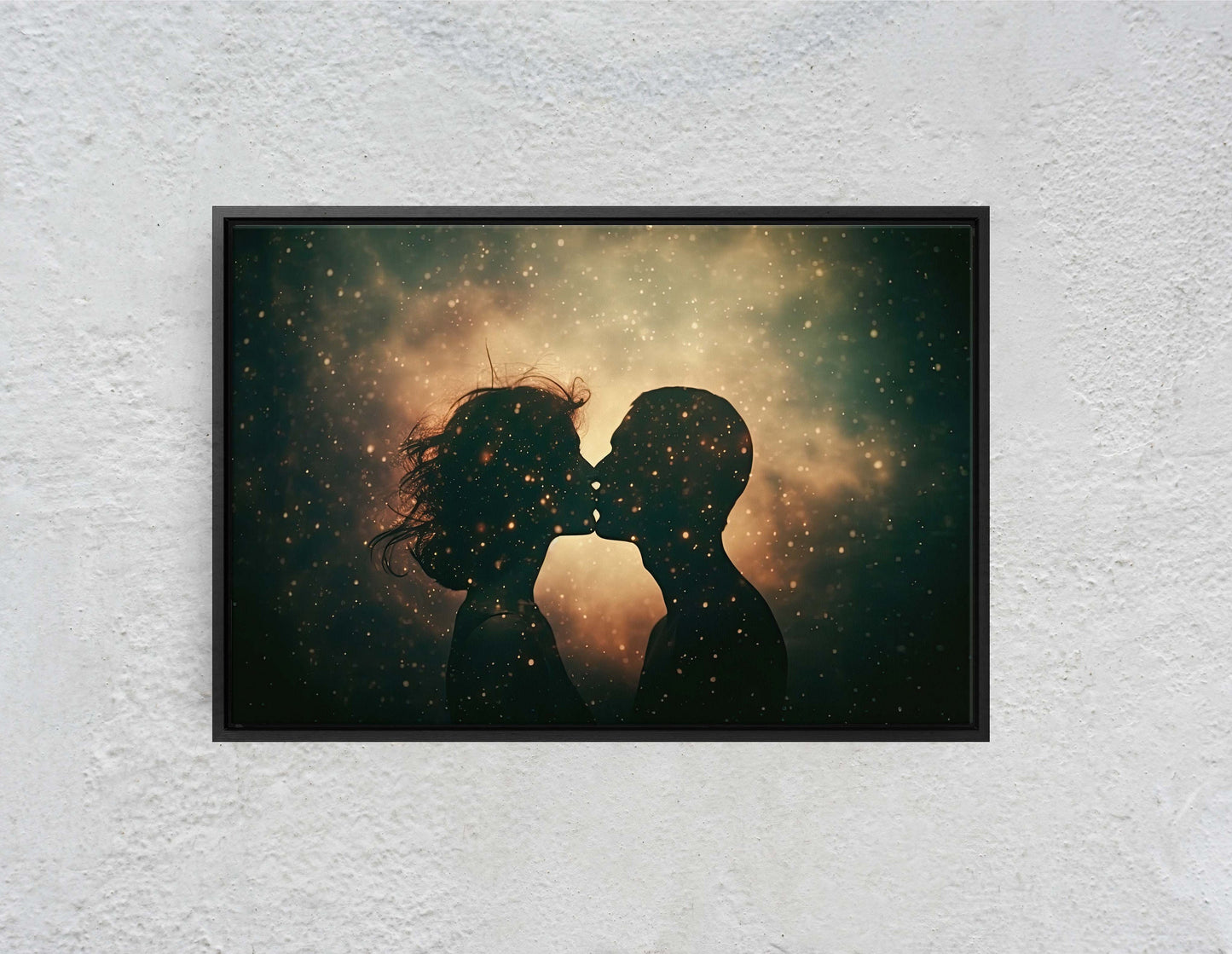 Couple Kissing, Loving Celestial, Sensual Decor, Lovers, Love, Romance Art, Intimate Partners, Canvas Art Print, Ready to Hang
