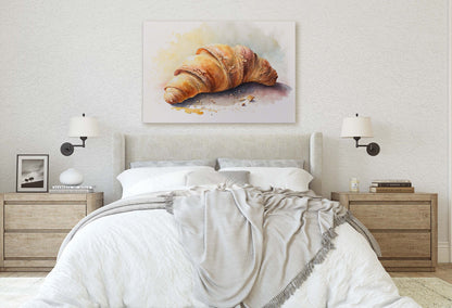 Croissant, French Pastry, Ready To Hang, Large Print, Watercolor Painting, Dining Room, Kitchen Art, Restaurant Art, Bakery