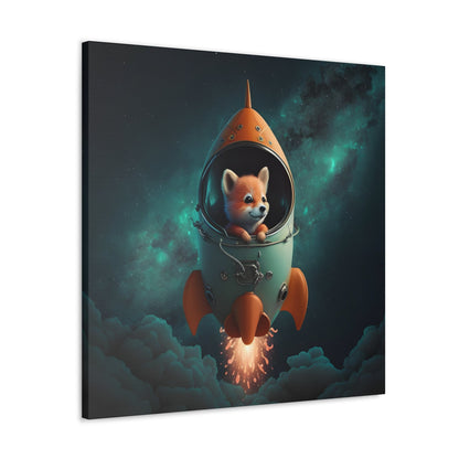 Fox Rocket Ship Canvas