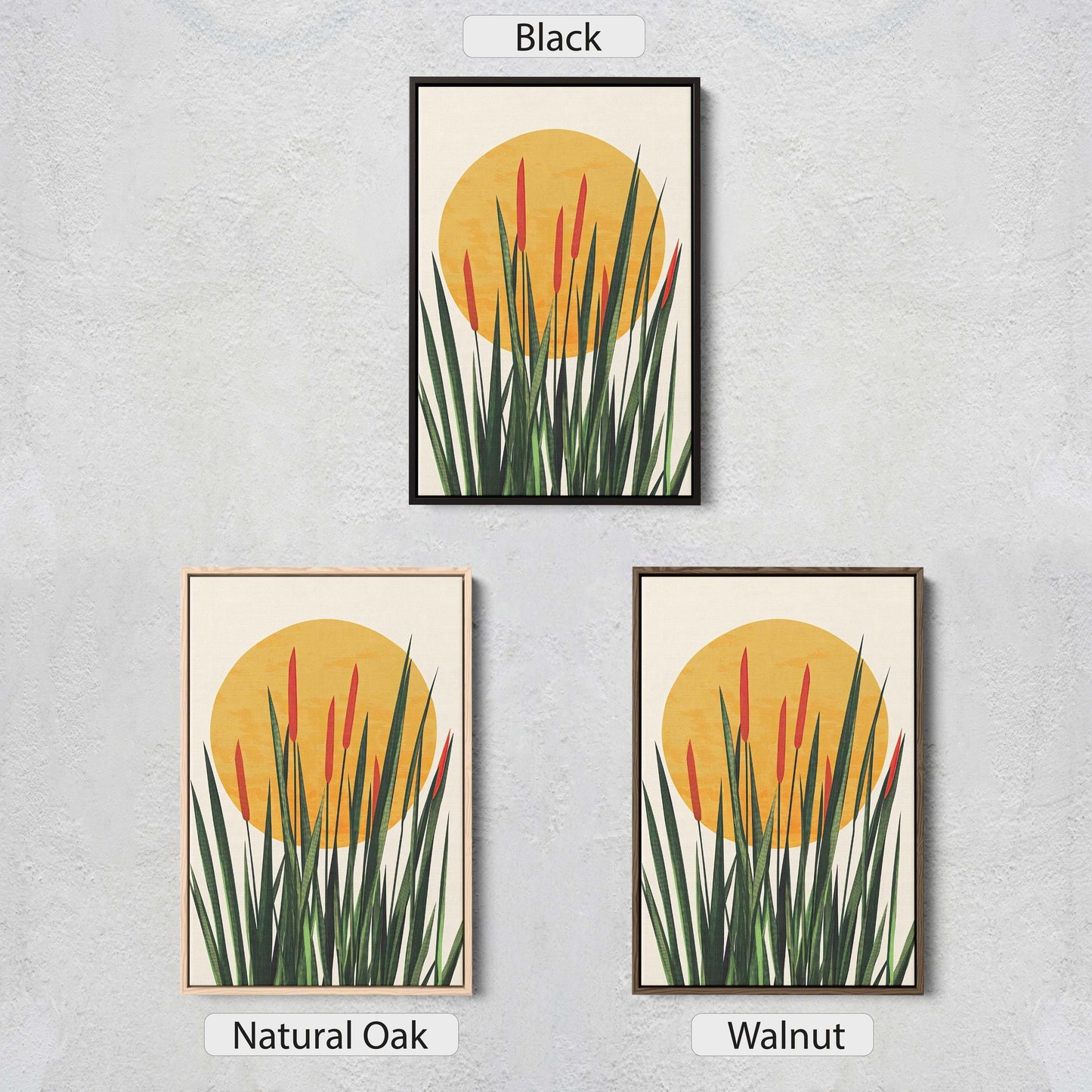 Afternoon Cat Tails, Summer Grass, Living Room Art