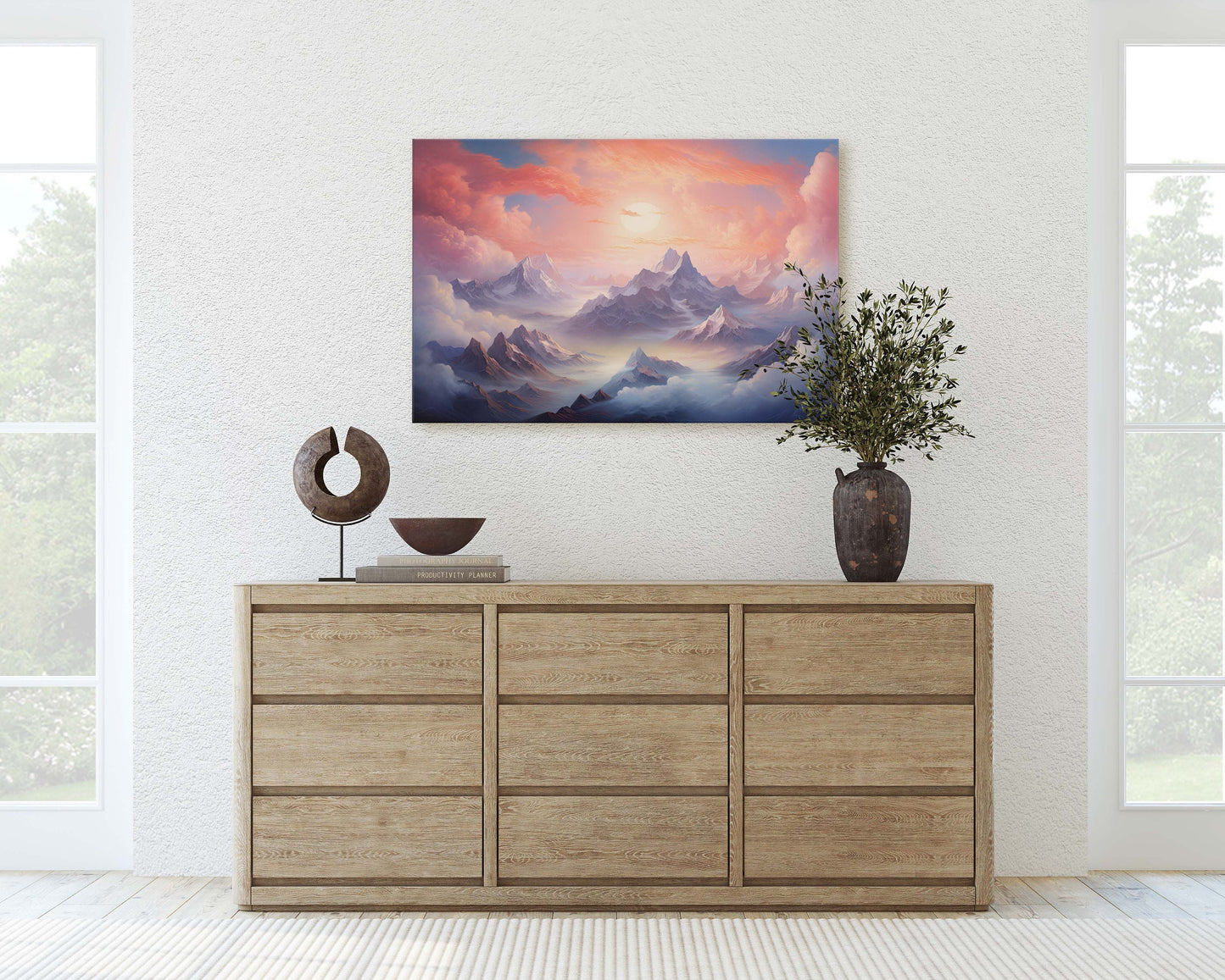 Large Abstract Mountain Painting, Original Scenery Painting, Landscape Room Decor, Living room Wall Decor,  Nature Wall Art,