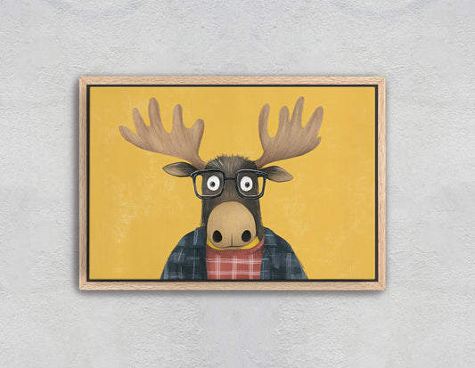 Hipster Moose, Pop Art, Street Art, Graffiti Painting, Animal Sunglasses, Yellow, Fun Quirky, Large Art Print, Kids Room, Boys Room