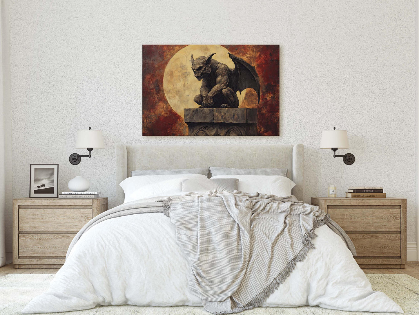 Gargoyle Night, Moon Gargoyle, Full Moon, Creepy Art, Gothic Halloween, Dark Academia, Dark Arts