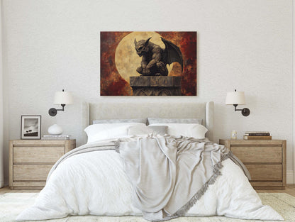 Gargoyle Night, Moon Gargoyle, Full Moon, Creepy Art, Gothic Halloween, Dark Academia, Dark Arts