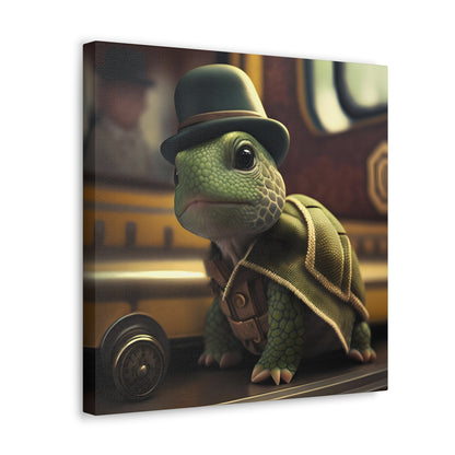 Turtle Top Hat Stretched Canvas Art
