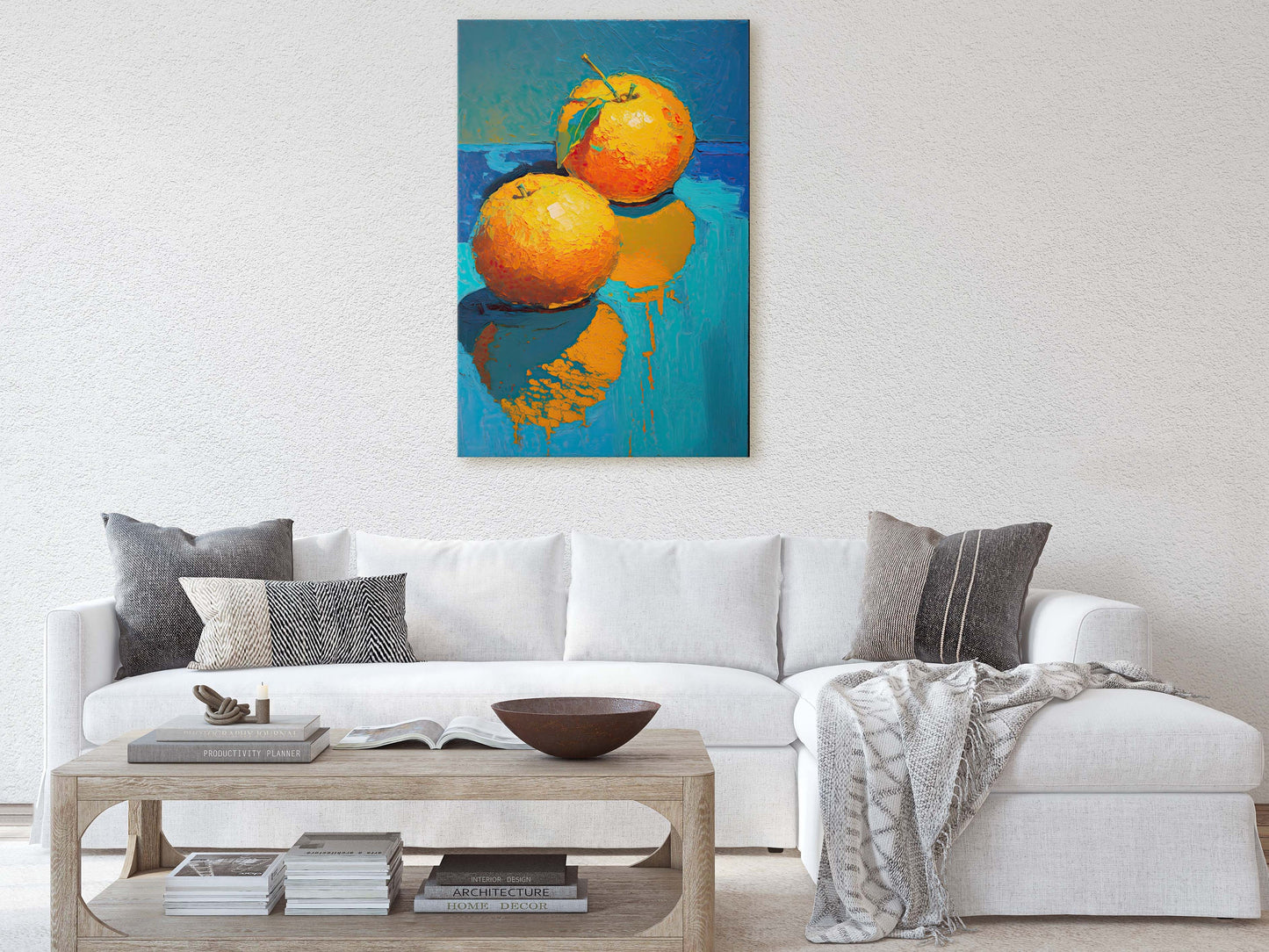 Oranges Painting, Still Life, Contemporary, Modern Decor, Food Decor, Kitchen Art, Dining room, Ready to Hang, Large Print, Traditional