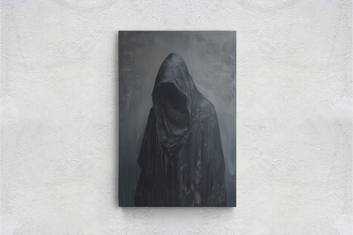 Figure of Death, Dark Robed Figure, Creepy Painting, Gothic Art, Dark Academia, Victorian Art