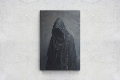 Figure of Death, Dark Robed Figure, Creepy Painting, Gothic Art, Dark Academia, Victorian Art