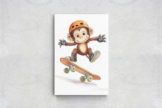 Monkey Skateboard, Kids Room, Boys Room, Girls Room, Play Room