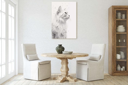 White Cat Portrait, Black and white cat, Feline Profile, Cat lover, Framed Canvas, Cat photography