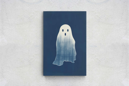 Cute Ghost Illustration, Halloween Ghost, Friendly Ghost, Happy Ghost, Fun Spirit, Halloween Poster, Canvas Art, Kid Friendly Halloween