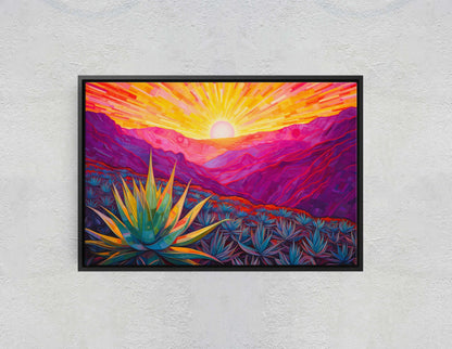 Desert Painting, Southwestern, Agave Art, Framed Canvas, Large Print, Landscape Painting