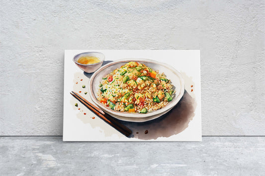 Fried Rice Watercolor, Chinese Food, Restaurant Art, Asian Cuisine, Dining Room, Kitchen Decor, Food Art, Stir Fry
