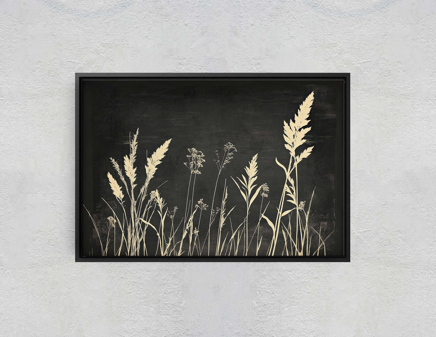 Grass Field Painting, Black and White, Wild Grass Art, Minimalist Art