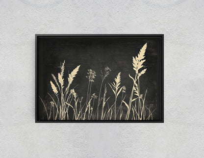 Grass Field Painting, Black and White, Wild Grass Art, Minimalist Art