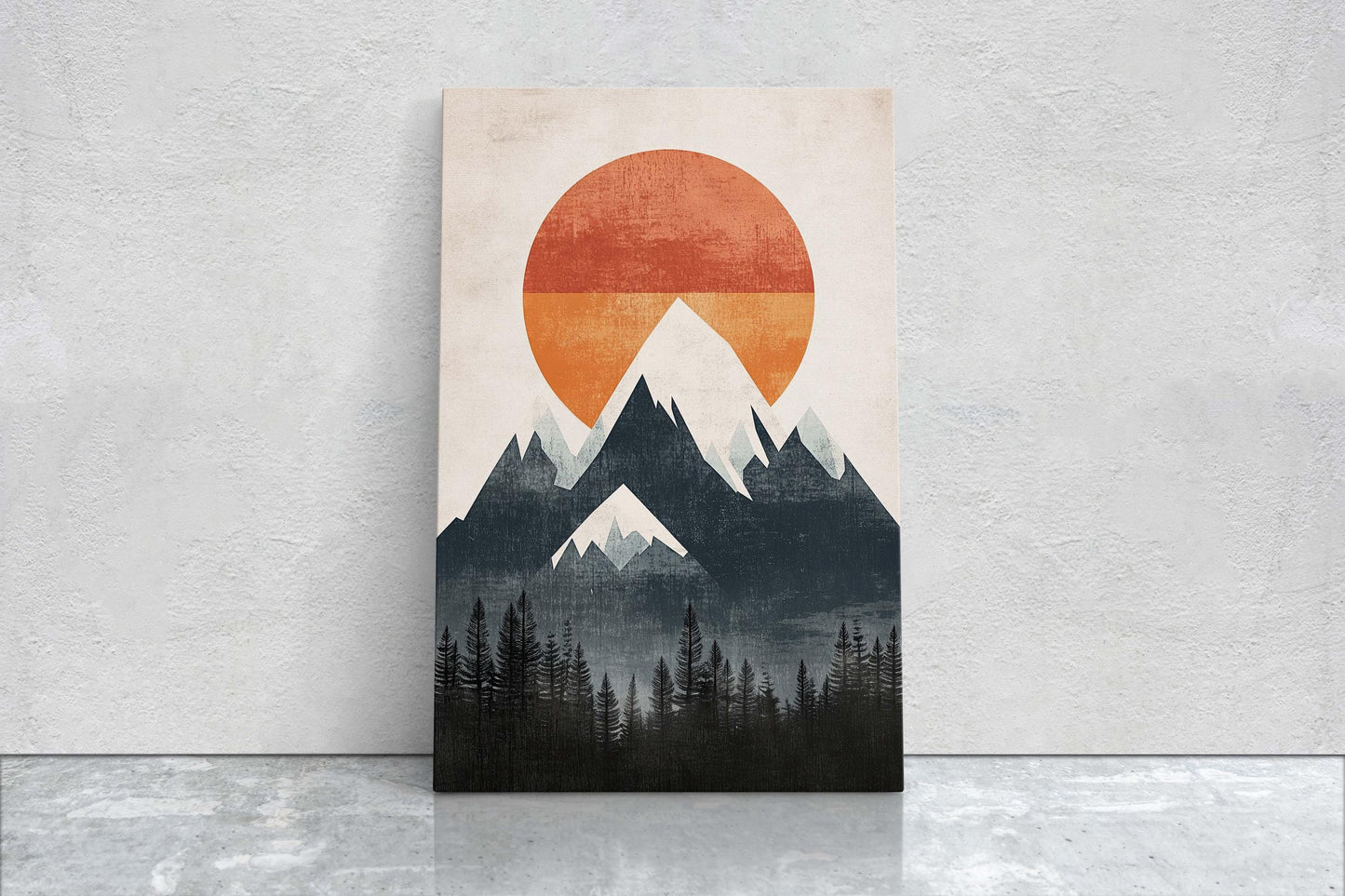 Mountain Sunrise, Contemporary Print, Linocut Print, Scandinavian Design, Modern
