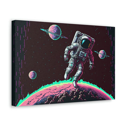 Astronaut Pixel Art | Synthwave Canvas Art Ready To Hang