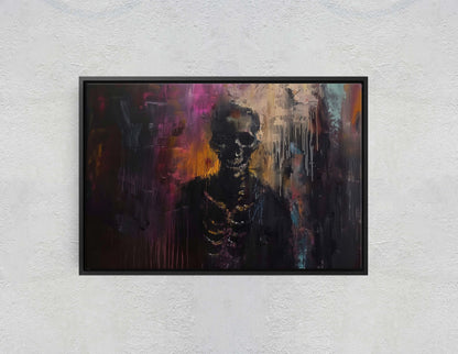 Chromatic Skeleton, Colorful Death, Creepy Decor, renaissance Painting, Dark Academia