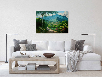 Blue Mountains Jamaica Canvas Art Ready To Hang Large Print, Oil Painting, Landscape