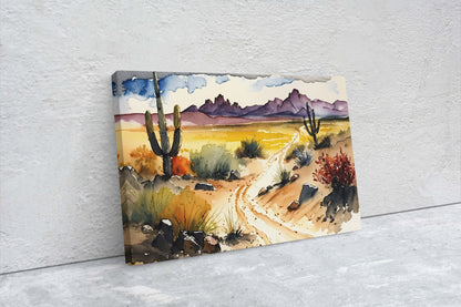 Watercolor Desert Canvas Art Ready To Hang Large Print, Landscape