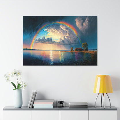 Rainbow Lakeside Canvas Art Ready To Hang