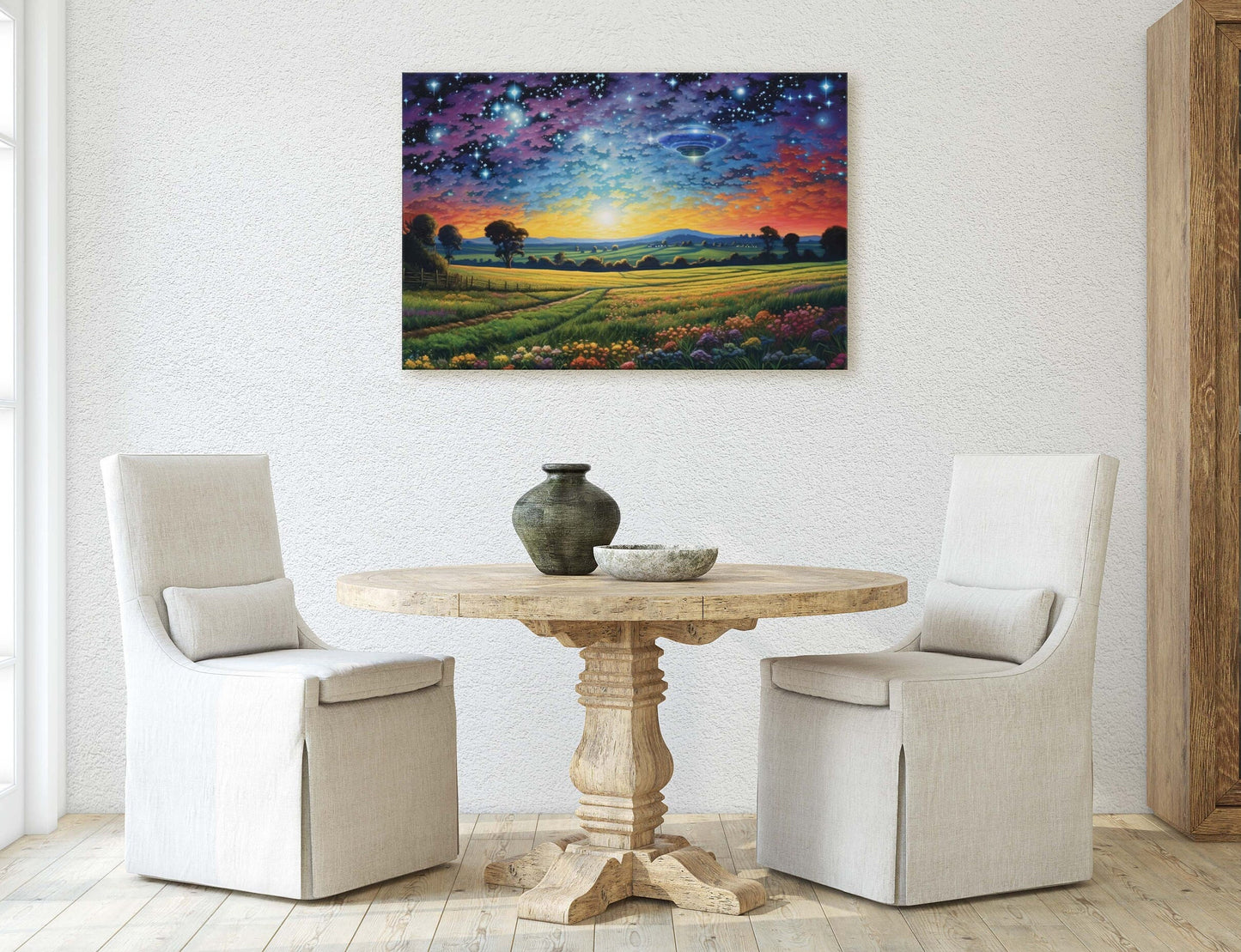 Hidden UFO on Canvas, Subtle UFO Art, Alien Painting, Spaceship Print, Area 51 Print, Flying Saucer, Sci fi art, I want to Believe