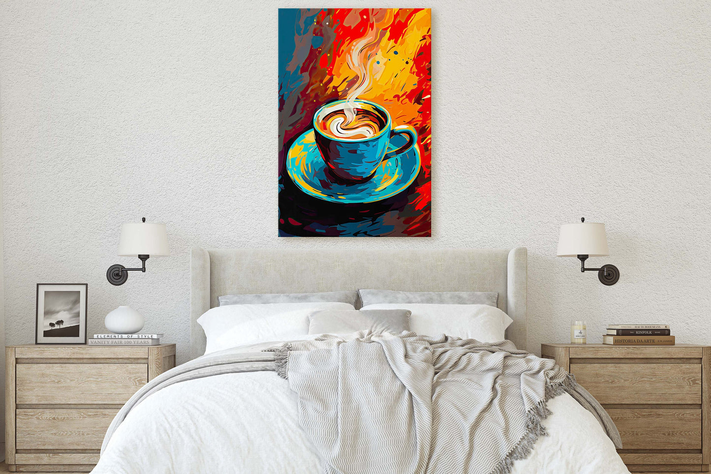 Coffee Art, Latte Painting, Pop Art, Modern Contemporary, Colorful Vivid, Abstract Representative, Framed Canvas, Large Art print