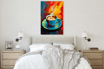 Coffee Art, Latte Painting, Pop Art, Modern Contemporary, Colorful Vivid, Abstract Representative, Framed Canvas, Large Art print
