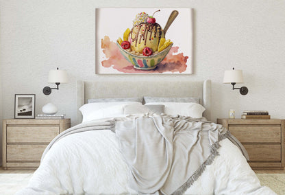 Ice Cream Sundae, Gelato Decor, Dessert Art, Kitchen Wall Art, Dining Room Art Ready To Hang, Large Print, Restaurant Print