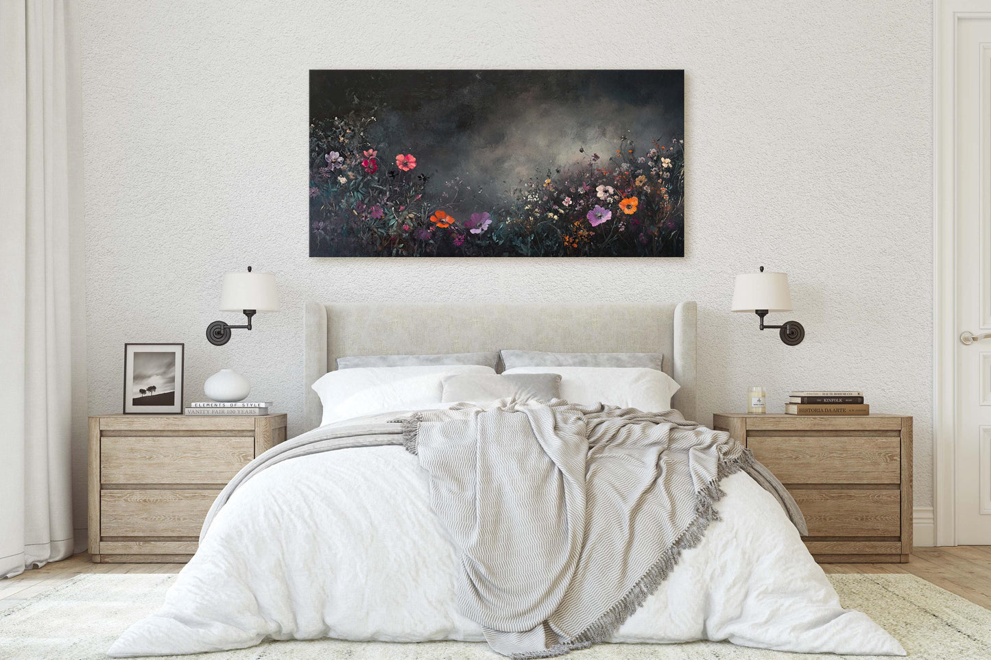 Moody Wildflowers, Flowers At Night, Dark Botanical, Wide Print