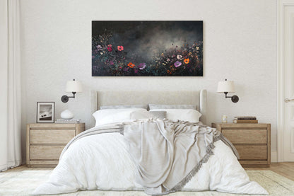 Moody Wildflowers, Flowers At Night, Dark Botanical, Wide Print