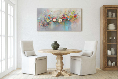 Wildflowers in Rain, Flowers in Rain, Abstract Wall Art, Framed Canvas, Watercolor flowers,  Floral Print, Classic, Rustic Farmhouse